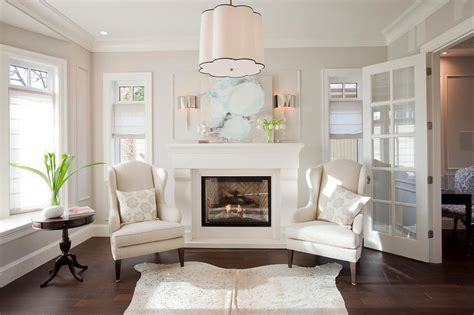 Fireplace With Wingback Chairs Transitional Living Room Benjamin