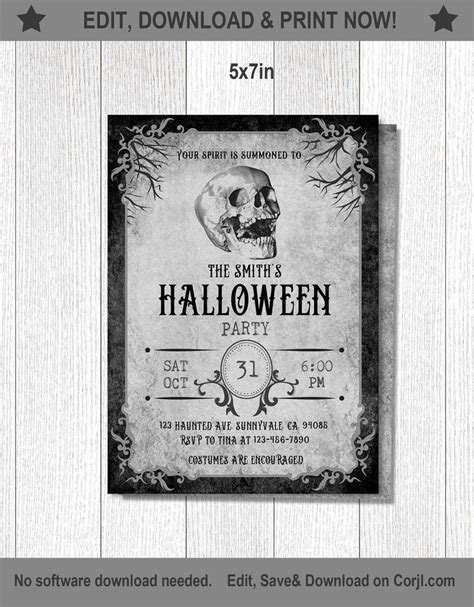 Adult Halloween Invitation Halloween Party Download 100 Etsy