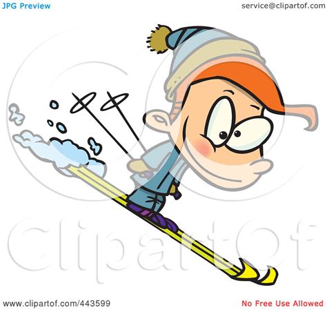 Royalty Free Rf Clip Art Illustration Of A Cartoon Boy Skiing By Ron