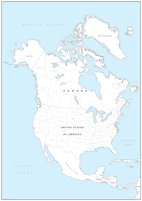 North America Colouring Map Large Map