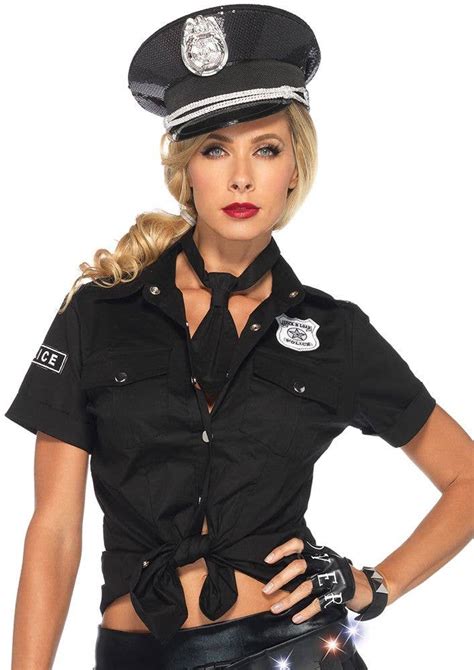 Womens Cop Costume Fancy Dress Shirt Policewoman Costume Shirt