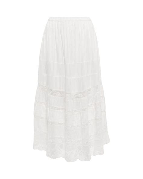 Loveshackfancy Quill Embroidered Cotton Midi Skirt In White Lyst