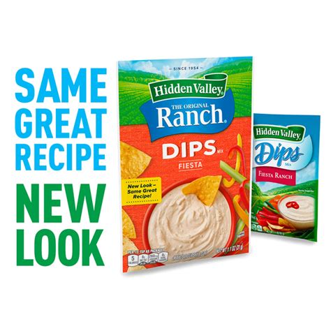 Dive into our lineup of dips, toppings & dressings, seasonings and more, and see why hvr lovers around the world agree — you either love it… or you really love it! Hidden Valley® Dips Mix, Fiesta Ranch, 1.1 oz Salad ...