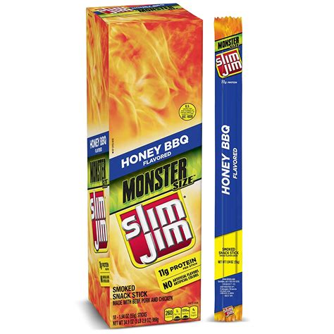 Buy Slim Jim Monster Smoked Meat Sticks Honey Bbq Packed With Protein