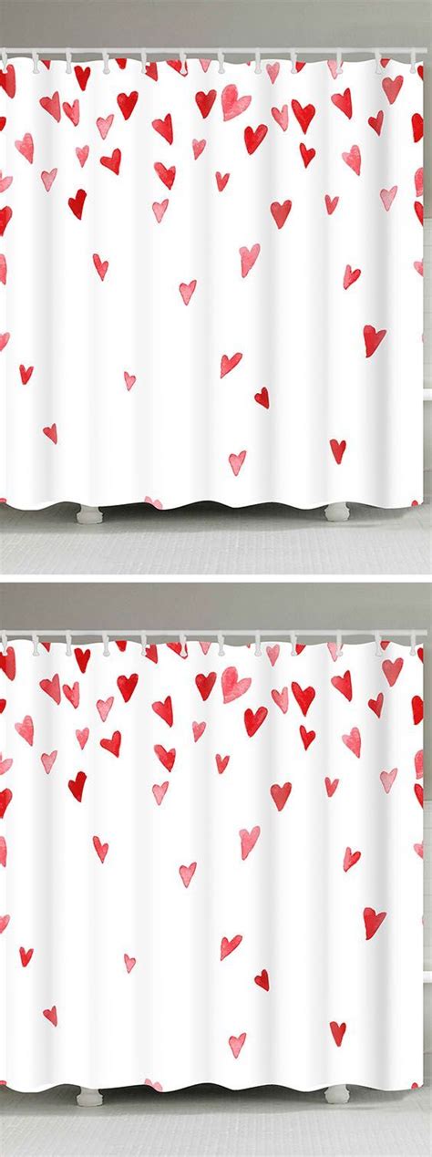 Valentines Day Heart Of Love Printed Shower Curtain In 2020