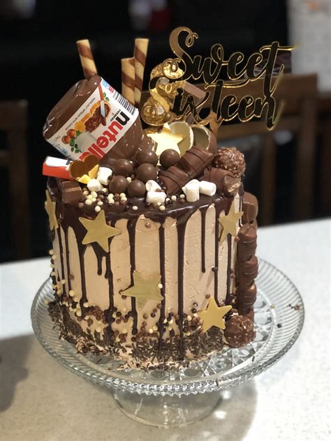 What better way to mark that special 16th birthday than with a gorgeous personalised sixteenth birthday cake. Sweet 16 Nutella chocolate drip overload cake | Nutella ...