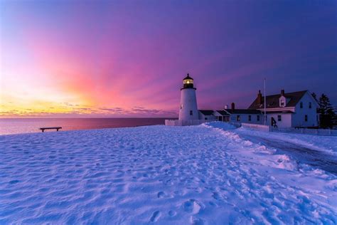 Download Horizon Snow Winter Man Made Lighthouse Hd Wallpaper