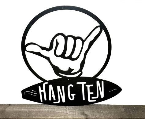Hang Ten Sign Surf Art Metal Wall Art Surfing Decor Etsy