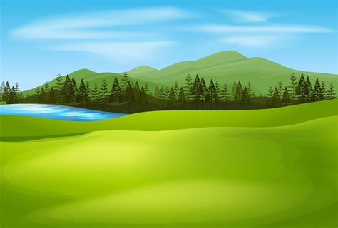 Background scene with green field 297523 Vector Art at Vecteezy