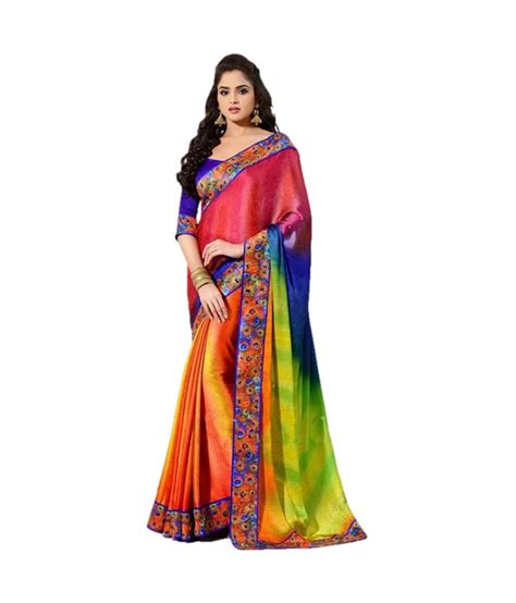 Saptrang Multi Color Silk Saree Buy Saptrang Multi Color Silk Saree Online At Low Price