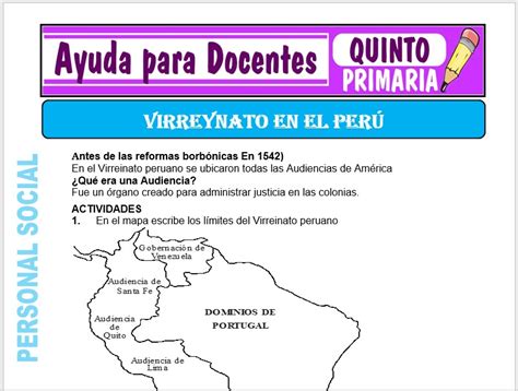 Virreinato en el Perú para Quinto de Primaria Ayuda para Docentes
