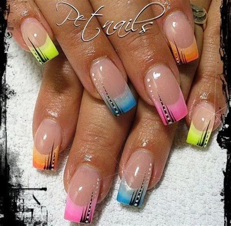 Rainbow Tips French Nails Nail Tip Designs French Nail Art French
