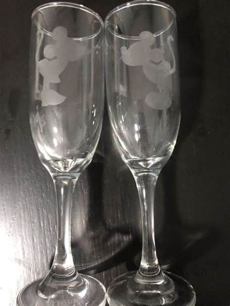 Mickey And Minnie Champagne Glasses Personalized Set Etsy