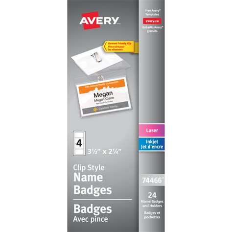 Avery Garment Friendly Clip Style Name Badge Kit74466 2 14 X 3 12