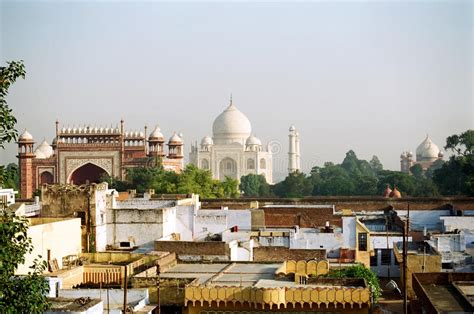 Taj Mahal View From Hotel Roof India Stock Image Image Of Building