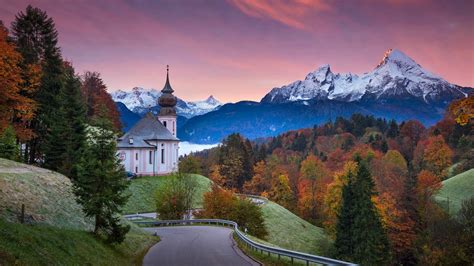 Beautiful Autumn Forest At The Foot Of Watzmann Bavarian Alps