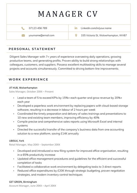 9 Manager CV Examples & Writing Guide