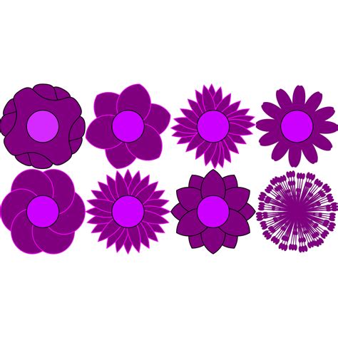 Set Of 15 Colorful Flower Shapes Png Svg Clip Art For Web Download