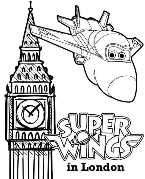 Jett From Super Wings Flies To London Coloring Pages Cartoons