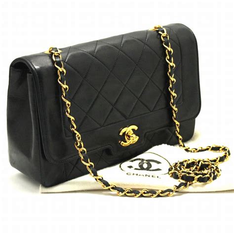 Authentic Chanel Small Chain Shoulder Bag Crossbody Leather Black Flap