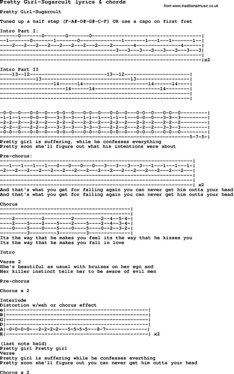 Love Song Lyrics Forpretty Girl Sugarcult With Chords