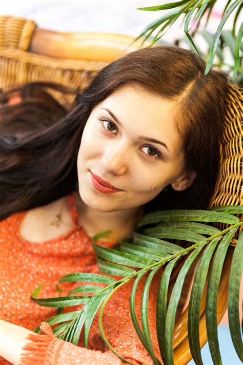 Cute Girl In A Tropical African Hotel Room Stock Image Image Of
