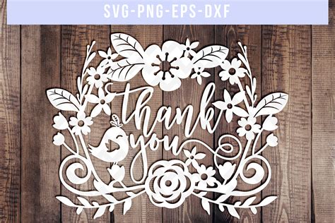Thank You Svg Cut File Wedding Paper Cutting Dxf Eps Png