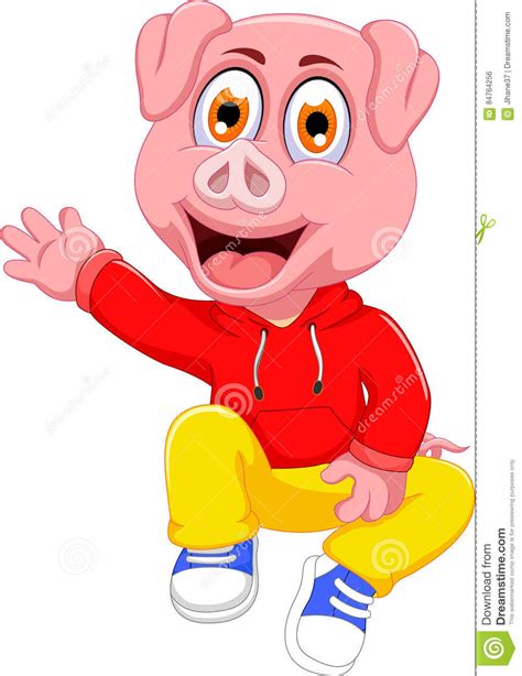 Cute Pig Cartoon Waving Stock Illustration Illustration