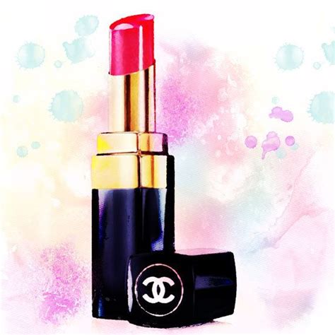 Chanel Lipstick Watercolor Print Chanel Art Print Red By