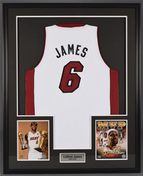 Lot Detail Lebron James Signed Miami Heat Jersey Framed Display 42 1