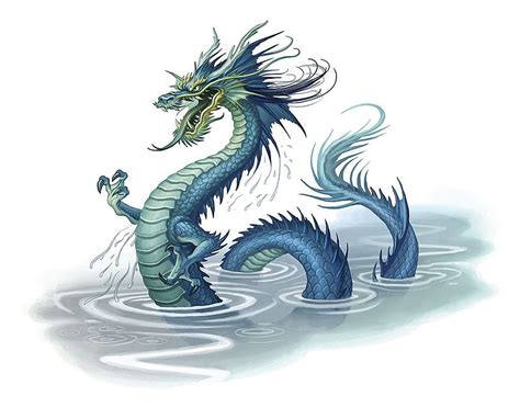 L B J Water Dragon And Background Sea Dragon Chinese Water Dragon