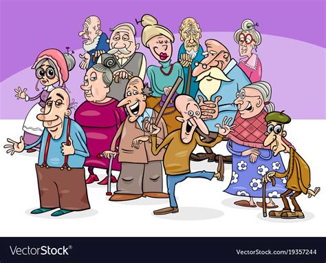 Senior Characters Group Cartoon Royalty Free Vector Image