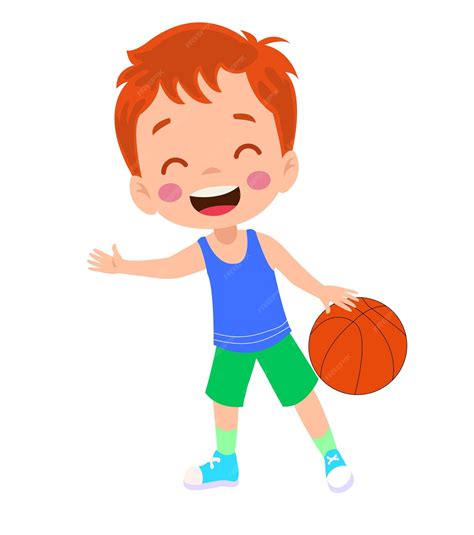 Premium Vector Vector Illustration Of Kid Playing Basketball