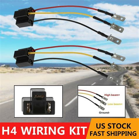 2x h4 9003 to 3 pin socket adapter wire harness for 5x7 7x6 4x6 headlights ebay