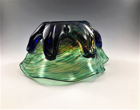 Exquisite Art Glass Bowl Sabina Glass Studio Poland Signed By