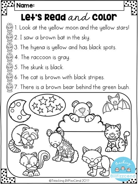 Free Read And Color Worksheets Free Worksheet