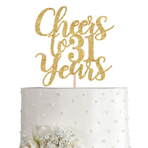 Buy Gold Glitter Cheers To 31 Years Cake Topper Gold Happy 31st