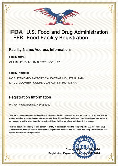 Us Food And Drug Administration Food Facility Registrationfda Ffr