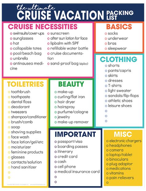 Cruise Vacation Packing List Free Printable Download Packing For A