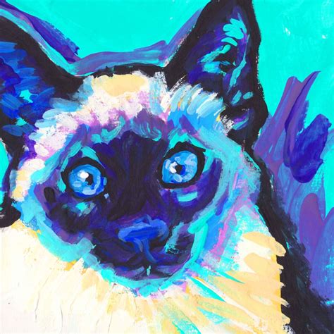 Siamese Cat Kitten Art Print Pop Art Bright Colorful Cat Etsy