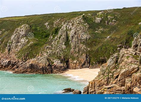 A View Of Pedn Vounder Beach Near Porthcurno In Cornwall Stock Image Image Of England Pretty