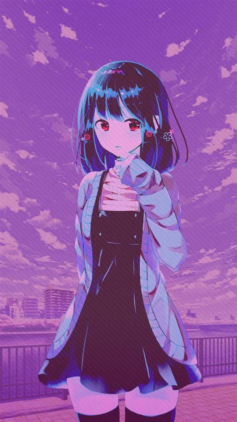 Anime Girl Purple Anime Purple Aesthetic Girl Hd Phone Wallpaper