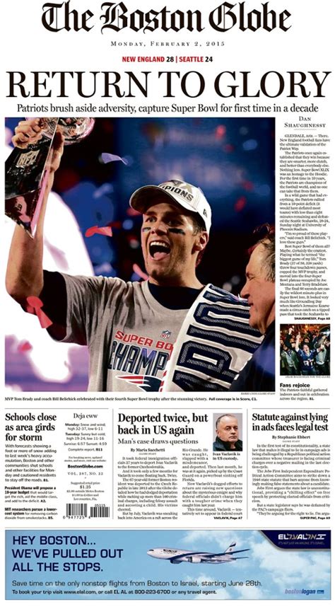 Super Bowl Xlix Newspaper Front Pages Sport The Guardian