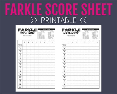 Farkle Score Sheet Printable Score Sheet Digital Instant Etsy Israel