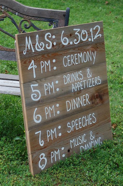 Reception Schedule Menu Board Wedding Itinerary Wedding Sign