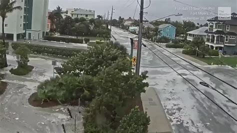 Watch Hurricane Ians Storm Surge Fills Streets Of Fort Myers Beach