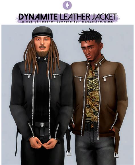 Dynamite Leather Jacket Nucrests Sims 4 Male Clothes Jackets