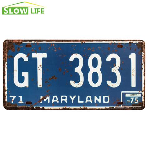 Maryland Gt 3831 Car Metal License Plate Metal Tin Sign Vintage Home