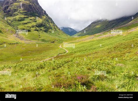 Glencoe Scottish Highlands Natural Landscape With Mountains And Hills