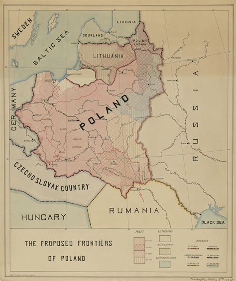 The Proposed Frontiers Of Poland A Hand Drawn Map Which Was The Appendix No 4 To Roman Dmowski